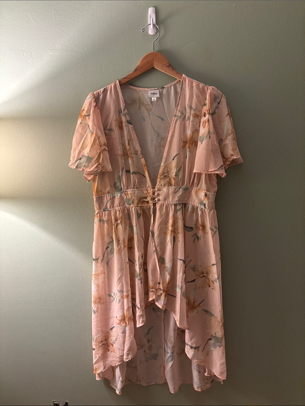 Daytrip Blush Floral High-Low V-Neck Dress